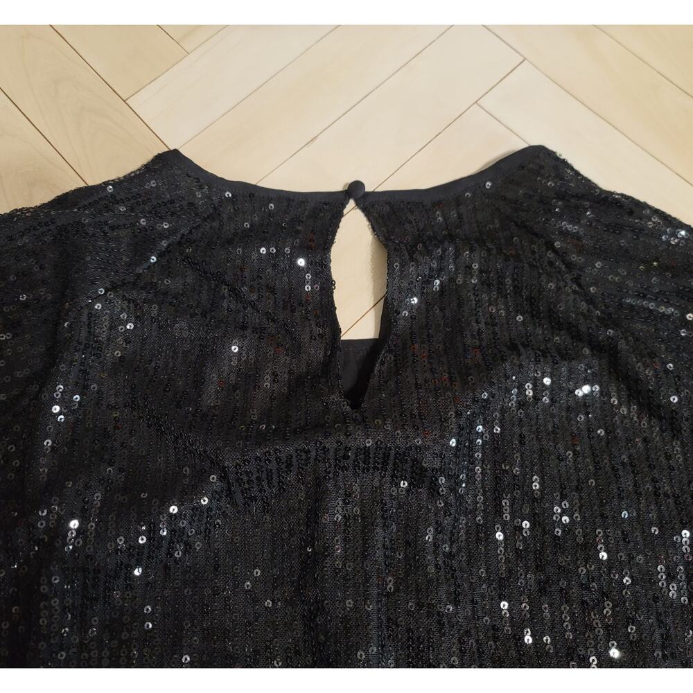 Torrid Black Sequin Bubble Hem Blouse Size 1 - Picture 8 of 11
